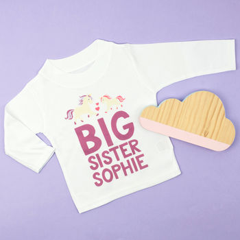 Personalised Unicorn Big Sister Girls Top / T Shirt, 4 of 5
