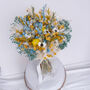 Blue And Yellow Dried Flower Bouquet With Daisies, thumbnail 1 of 7
