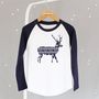 Christmas Reindeer Baseball T Shirt, thumbnail 3 of 10