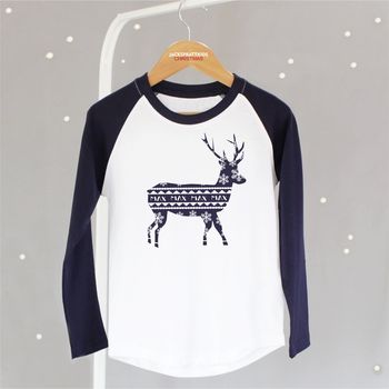 Christmas Reindeer Baseball T Shirt, 3 of 10