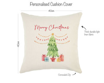 Personalised Linen Christmas Cushion Decor, 6 of 6