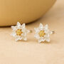 Sterling Silver July Birth Flower Lotus Water Lily Stud Earrings, thumbnail 1 of 5