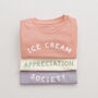 'Ice Cream Appreciation Society' Kid's Lavender T Shirt, thumbnail 2 of 7