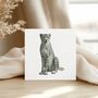 Cheetah Safari Inspired Hand Drawn Greeting Card, thumbnail 1 of 6