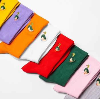Duck Socks Embroidered Unisex Crew Socks, 3 of 7