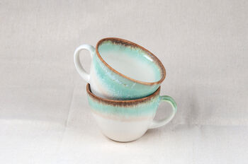 Green Set Of Two Porcelain Tea Cup With Saucer, 6 of 8