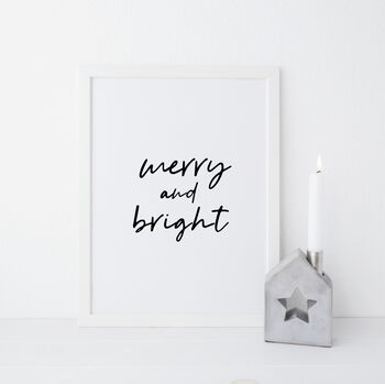 Merry And Bright Christmas Monochrome Print, 2 of 4