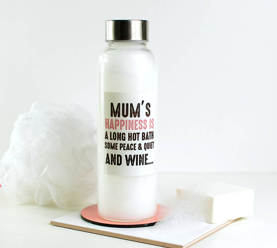 Personalised Happiness Is Glass Bubble Bath Bottle By Tillie Mint Loves