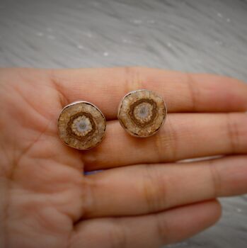 Brown Druzy Agate Silver Stud Earrings, 2 of 6