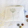 Embroidered Linen Cow Parsley Purse, thumbnail 4 of 5