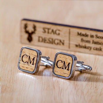 Personalised Square Whisky Wood Cufflinks, 6 of 7