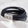 Men's Personalised Layered Vegan Leather Bracelet, thumbnail 9 of 9