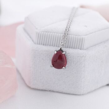 Genuine Red Garnet Droplet Necklace Sterling Silver, 5 of 12