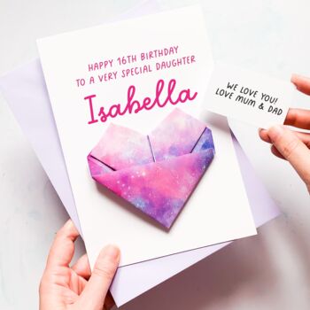 Personalised Origami Birthday Card – Cosmic Galaxy Design For Daughter, Son, Teenage Birthday, 3 of 4