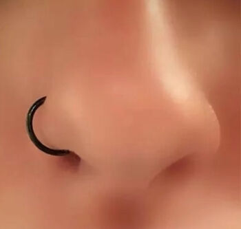 Black Titanium Open Nose Ring | Black Nose Hoop, 3 of 12