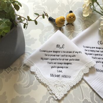 Wedding Handkerchief Gift For Parents Of Bride, 4 of 5