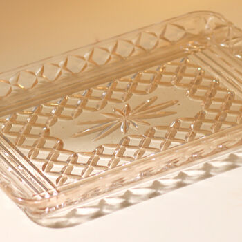 Vintage Art Deco Glass Tray Light Peachy Pink, 2 of 2