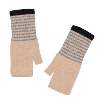 Natural Fossil Angora Fingerless Mittens, 3 of 4