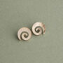 Swirl Stud Earrings In Recycled Eco Brass, thumbnail 4 of 4