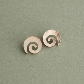 Swirl Stud Earrings In Recycled Eco Brass, 4 of 4