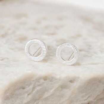 Sterling Silver Karma Circle Stud Earrings, 5 of 10