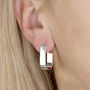Chunky Sterling Silver Open Rectangle Hoop Earrings, thumbnail 1 of 5