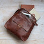 Leather Backpack With Pocket, Brown, thumbnail 2 of 5