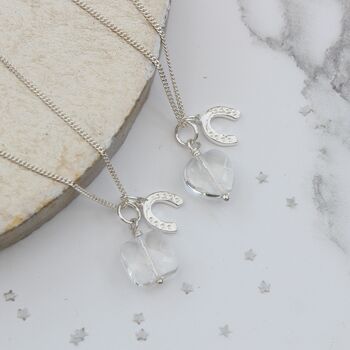 Good Luck Horseshoe Necklace With Crystal Pendant, 2 of 7