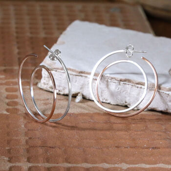 Sterling Silver And Rose Gold Ombre Hoops, 2 of 5
