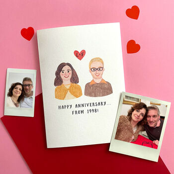Personalised Anniversary Couple Portrait Card, 2 of 4