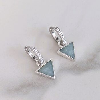 The Triangle Aquamarine Sterling Silver Earrings, 3 of 6