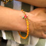Orange Candy Stripe Beads Charm Bracelet, thumbnail 2 of 3