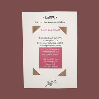 Reusable Eco Friendly Christmas Robin Card Blank Inside Or Optional Handwritten Message, 5 of 7