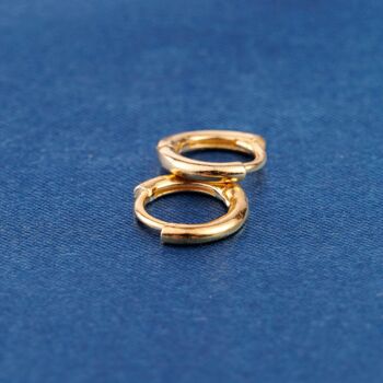 Gold Small Minimalistic Huggie Hoops, Dainty Hoops, 3 of 6