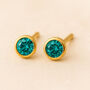 Gold Plated Sterling Silver December Blue Topaz Birthstone Stud Earrings, thumbnail 1 of 4