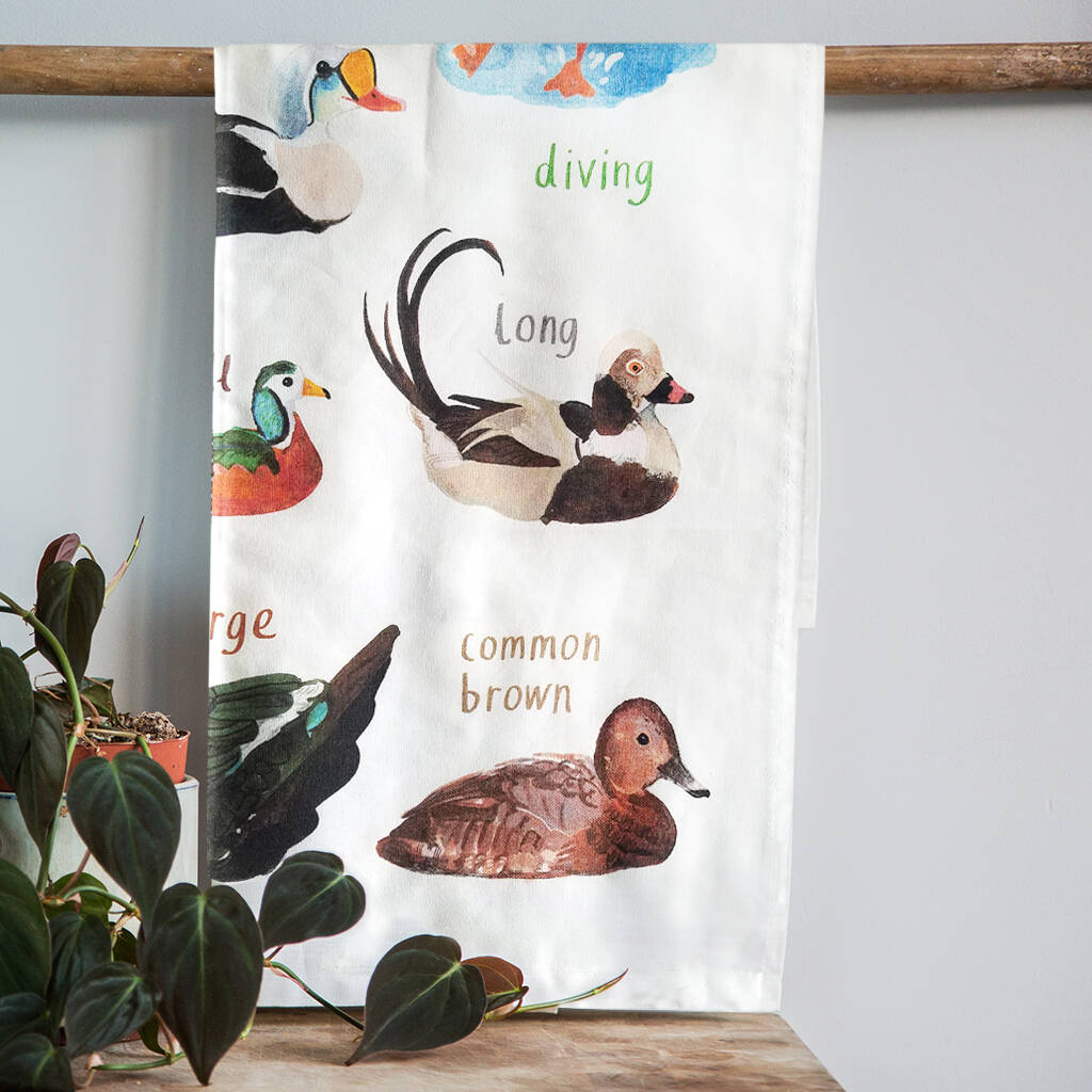 'Floaters' Illustrated Bird Tea Towel, 1 of 7