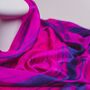 100% Mulberry Silk Scarf, Fuchsia Purple And Blue, thumbnail 1 of 5