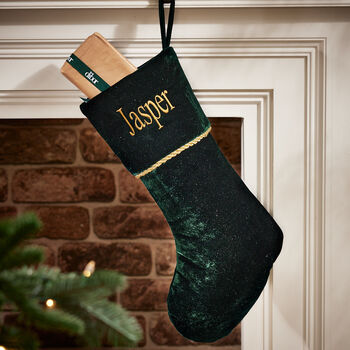 Personalised Luxury Piped Velvet Christmas Stockings, 4 of 5