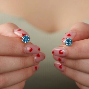 9ct Gold Blue Topaz Stud Earrings, 2 of 3