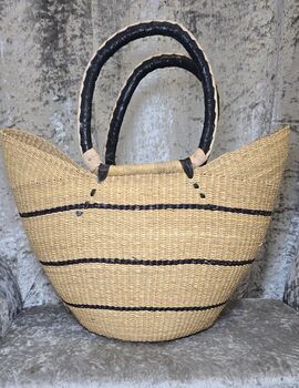 Natural And Green Handwoven Market Basket, 4 of 5