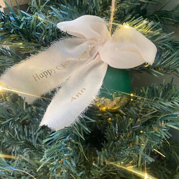 Personalised Christmas Tree Bauble With Personalised Bow, 4 of 5