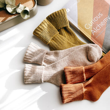 Alpaca Wool Everyday Sock, Cosy Merino Wool Bed Socks, 2 of 9