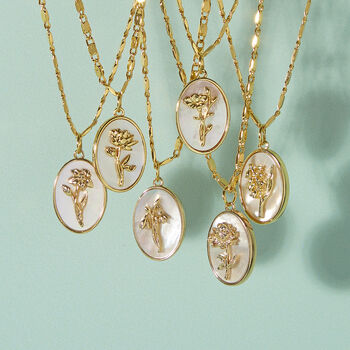 Mother Of Pearl Birth Flower Necklace, 2 of 10
