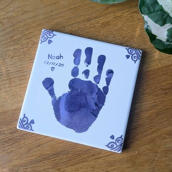 Vintage Style Hand Or Footprint Personalised Ceramic Tile Coaster, 2 of 6