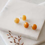 Silver Circle Stud Earrings With Yellow Jade, thumbnail 1 of 4