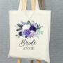Bridal Party Purple Personalised Wedding Tote Bag, thumbnail 1 of 6