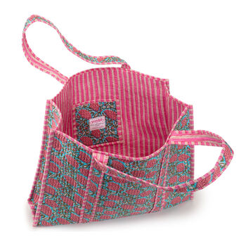 Serendipity Cotton Quilted Tote Bag Blue Peony, 2 of 4