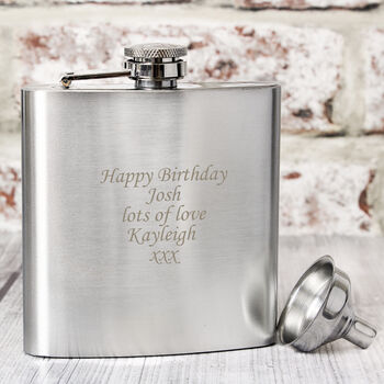 Personalised Engraved Message Stainless Steel Hip Flask, 2 of 7