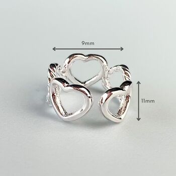 Sterling Silver Heart Link Ear Cuff, 2 of 5