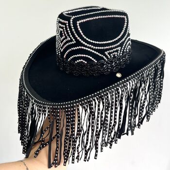 Black Suede Fringe Cowboy Hat, 3 of 5